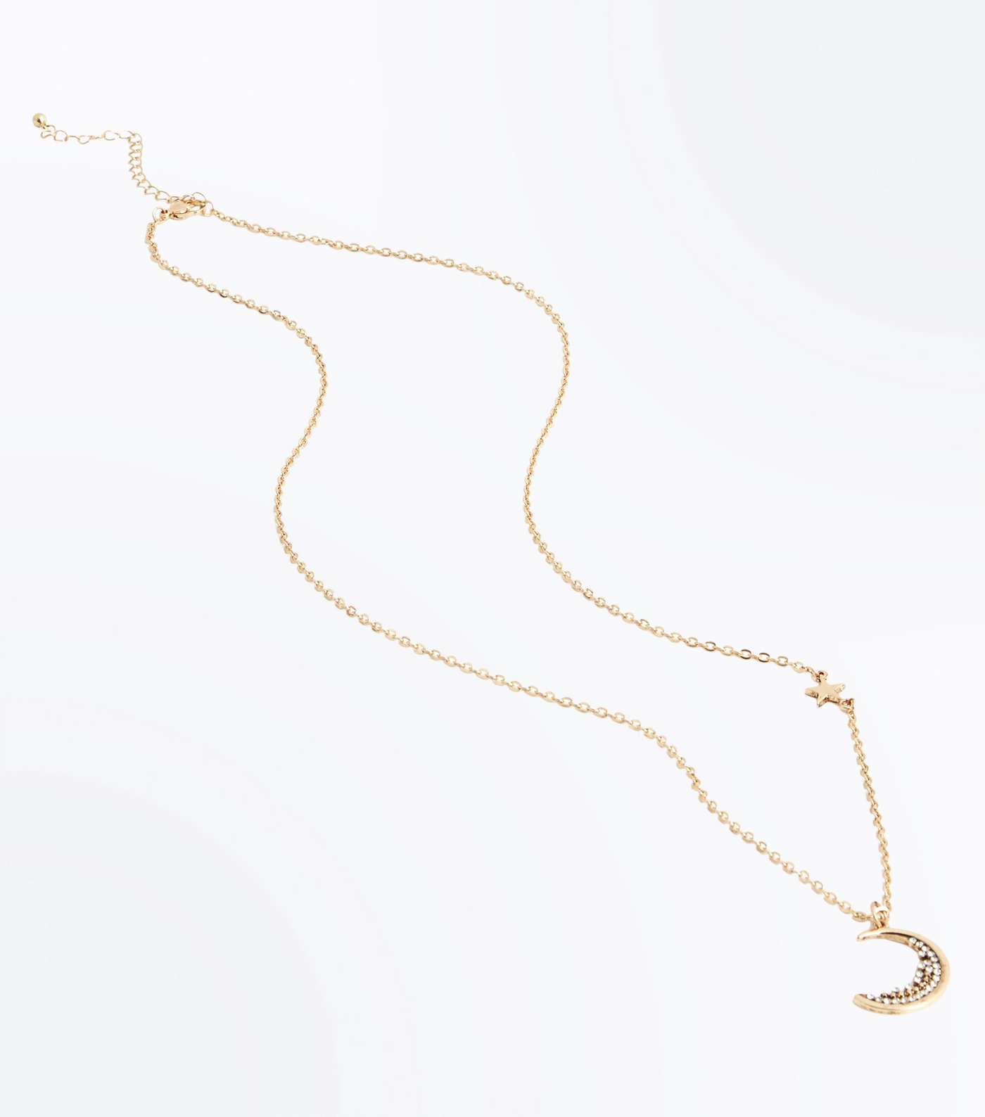 Gold Embellished Moon Star Pendant Necklace