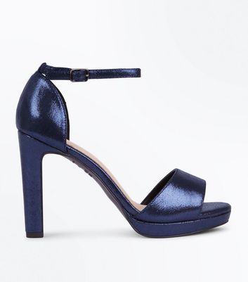 navy leather block heel sandals