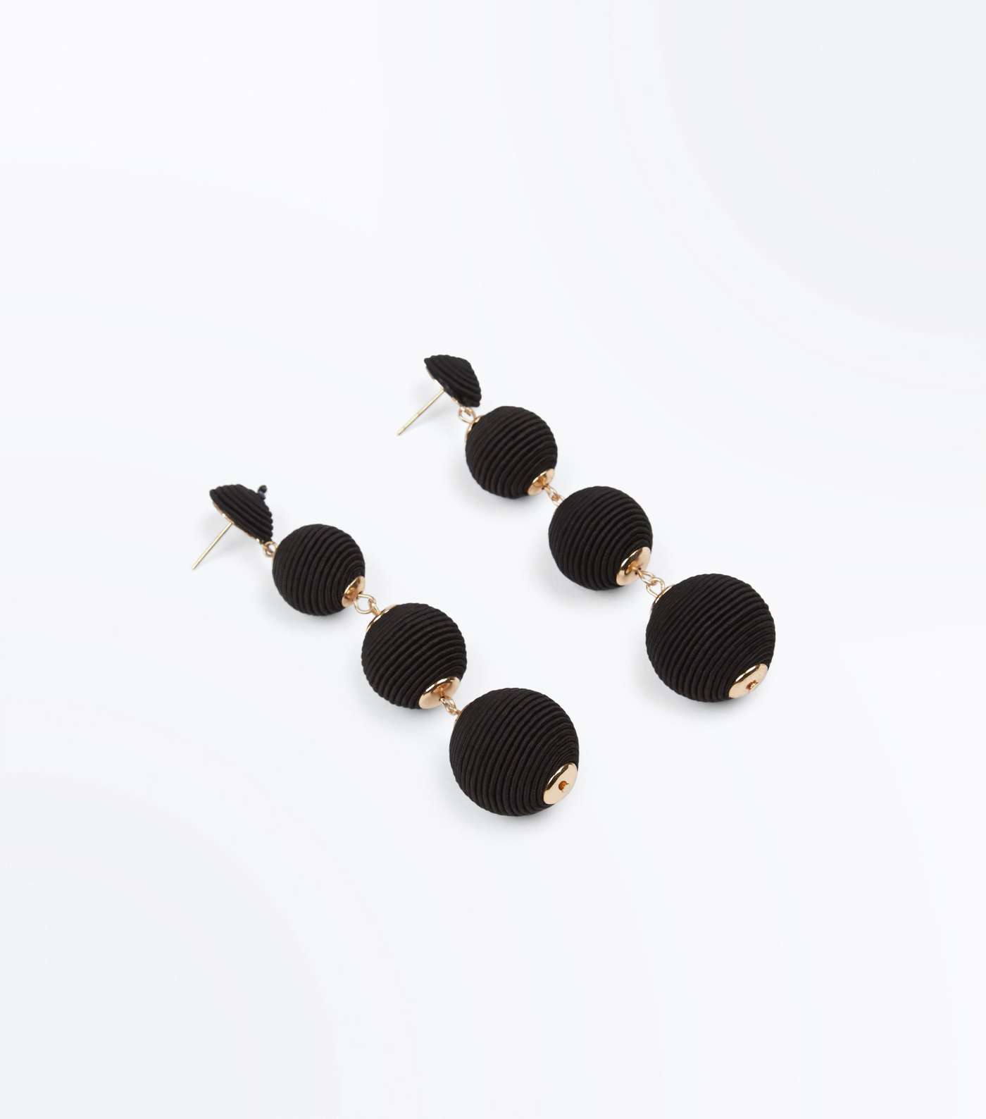 Black Textured Orb Drop Earrings