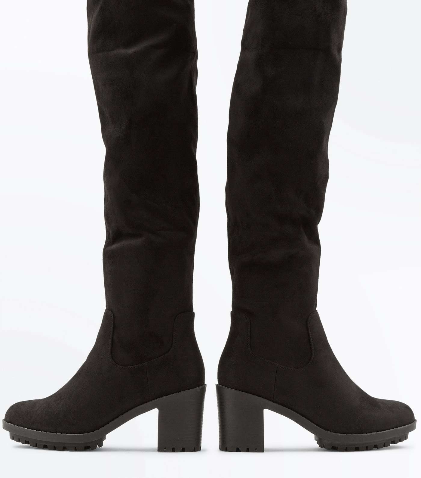 Wide Fit Black Suedette Over The Knee Boots Image 4