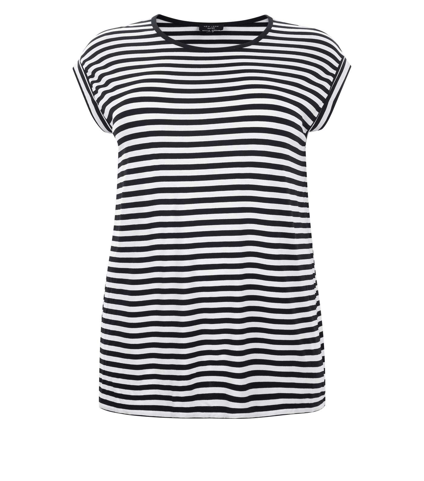 Curves Black Stripe Short Sleeve T-Shirt Image 4