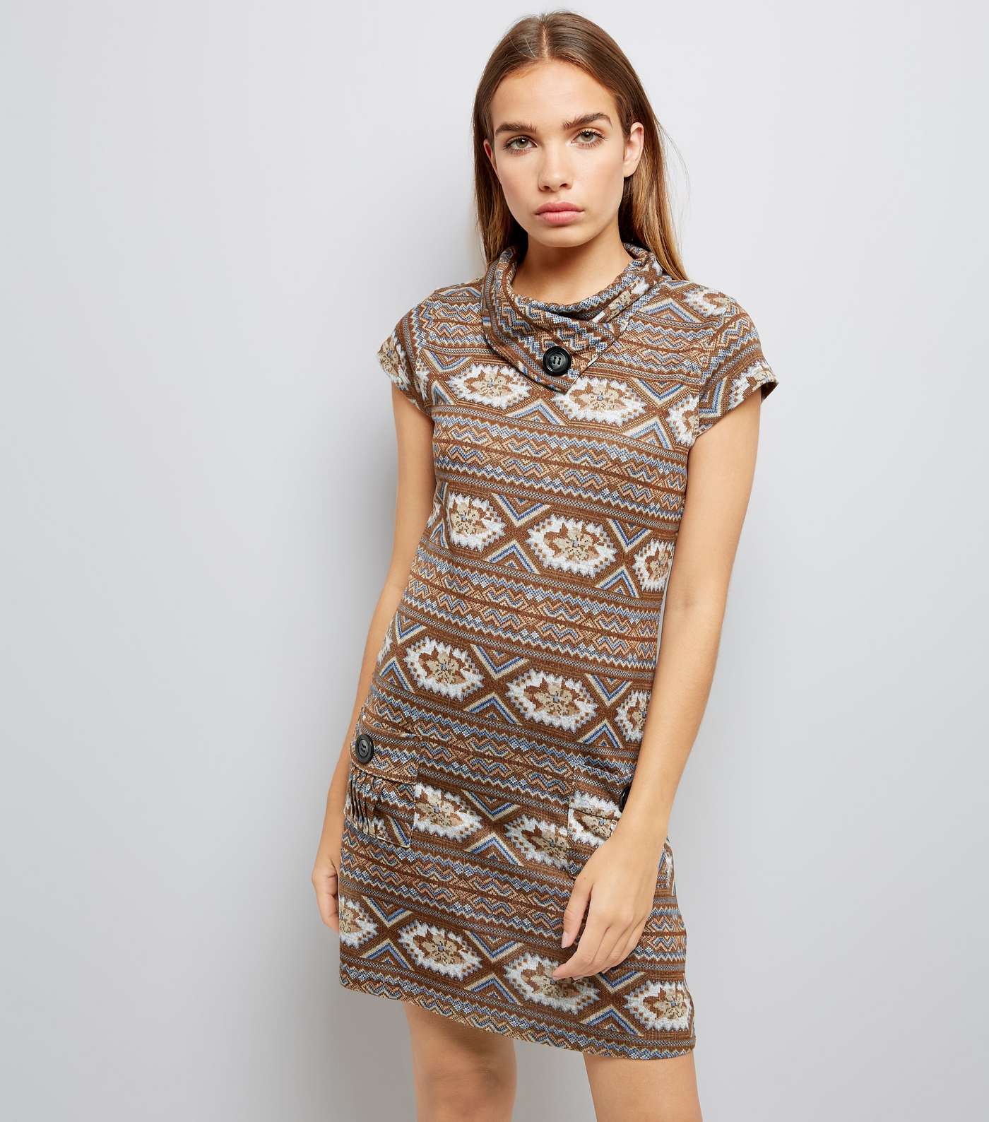 Mela Brown Abstract Print Tunic Dress