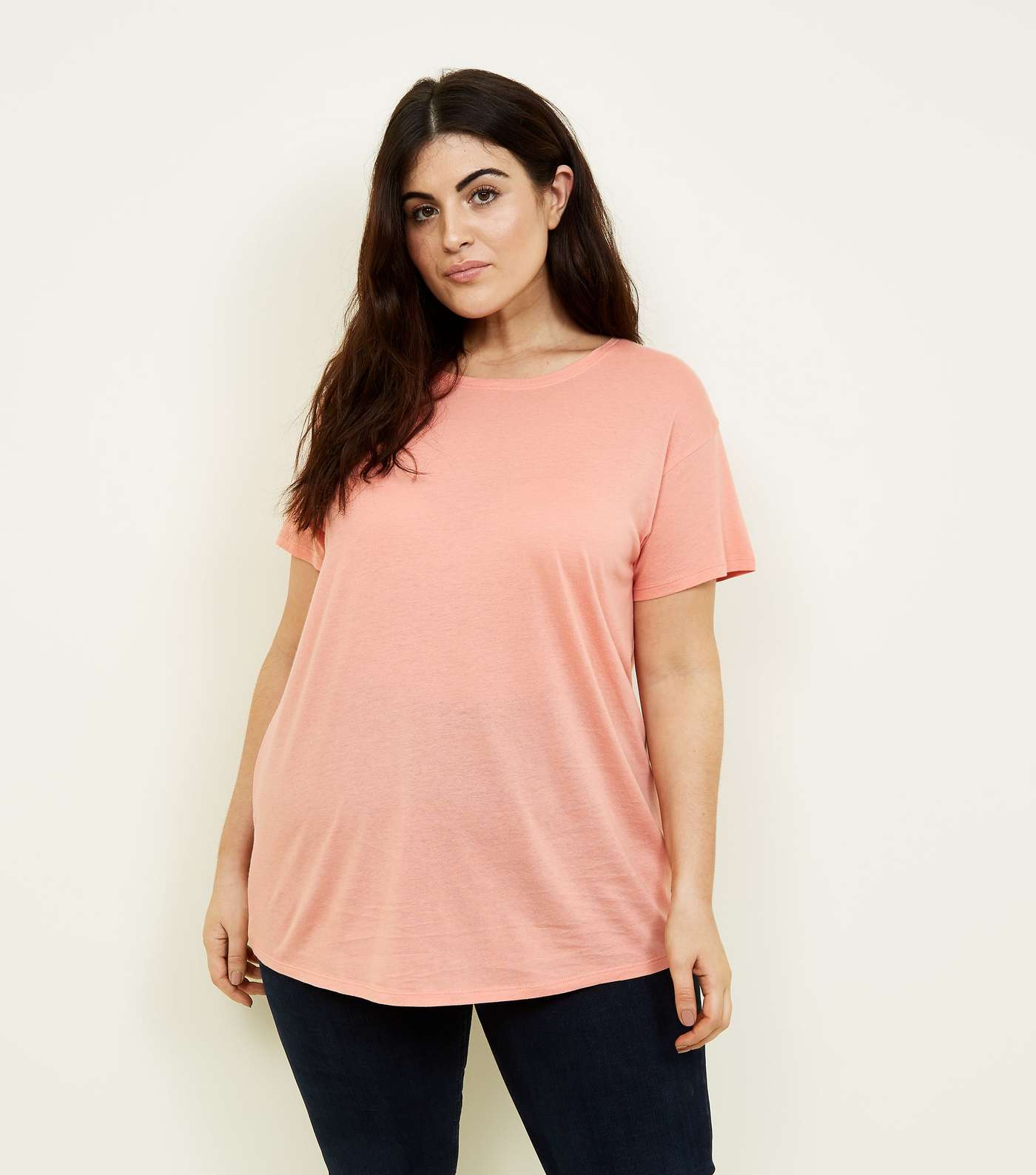 Curves Coral Short Sleeve Oversized T-Shirt