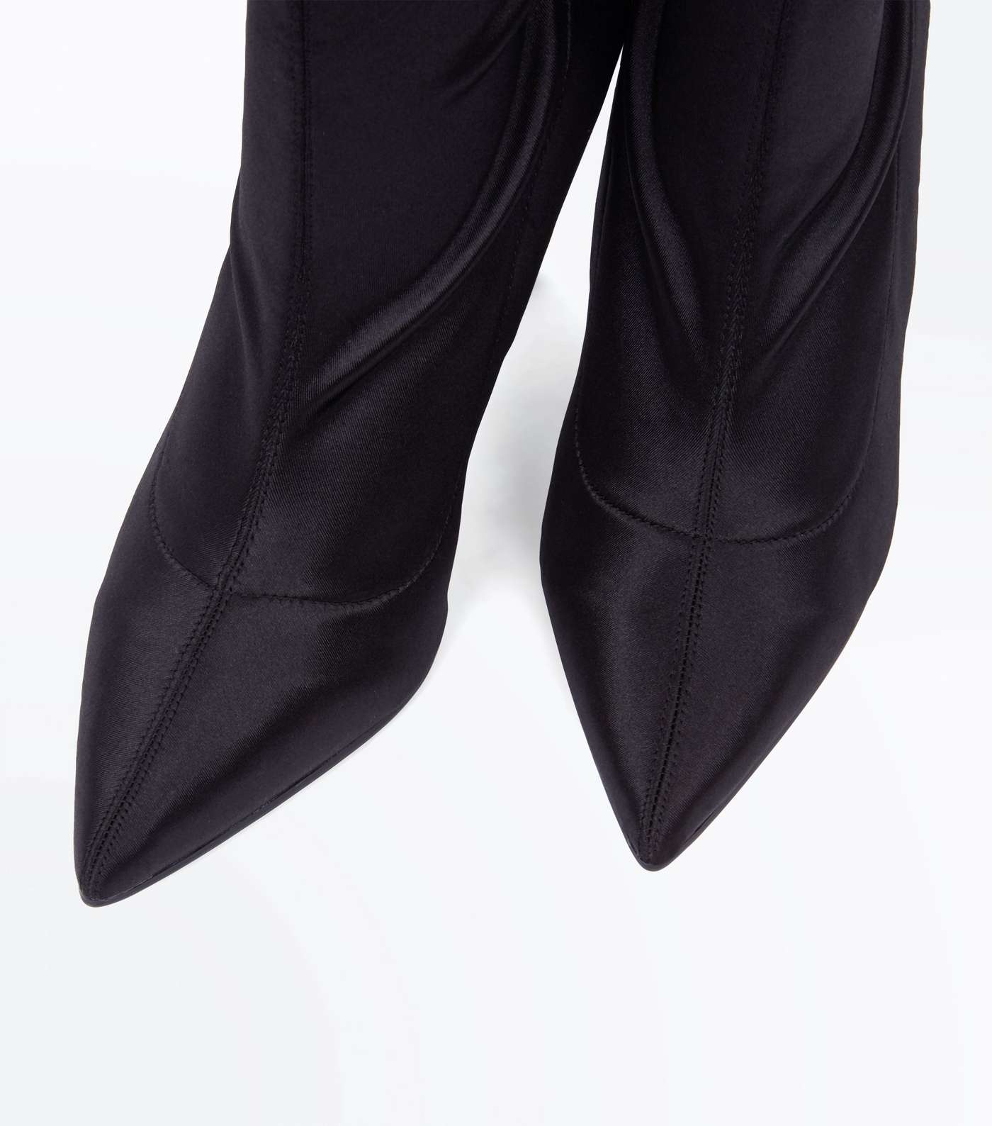 Black Satin Pointed Sock Boots Image 4