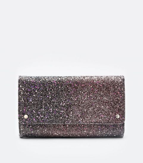 Black Ombre Glitter Curved Shoulder Bag