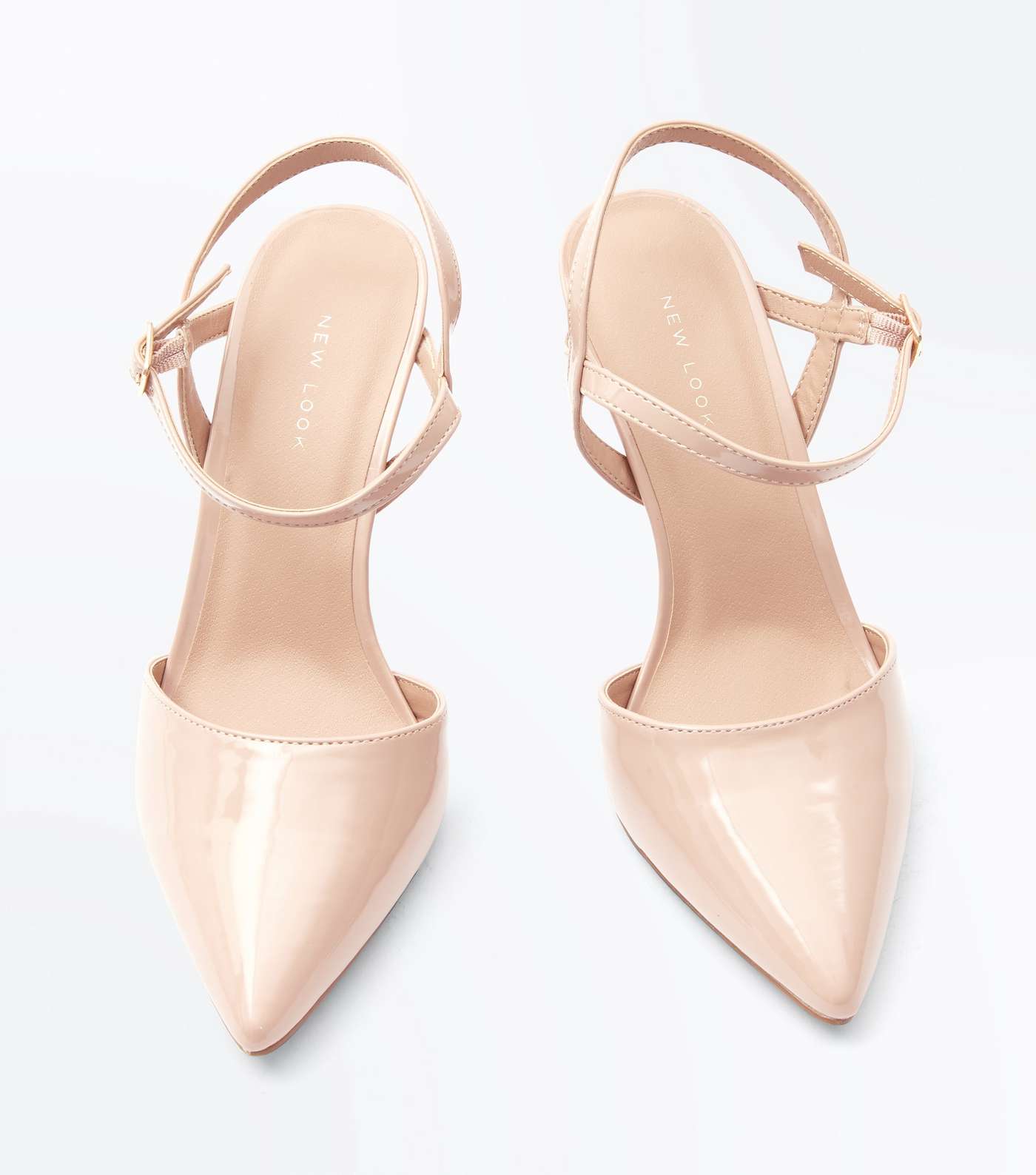 Nude Patent Ankle Strap Court Shoes Image 4