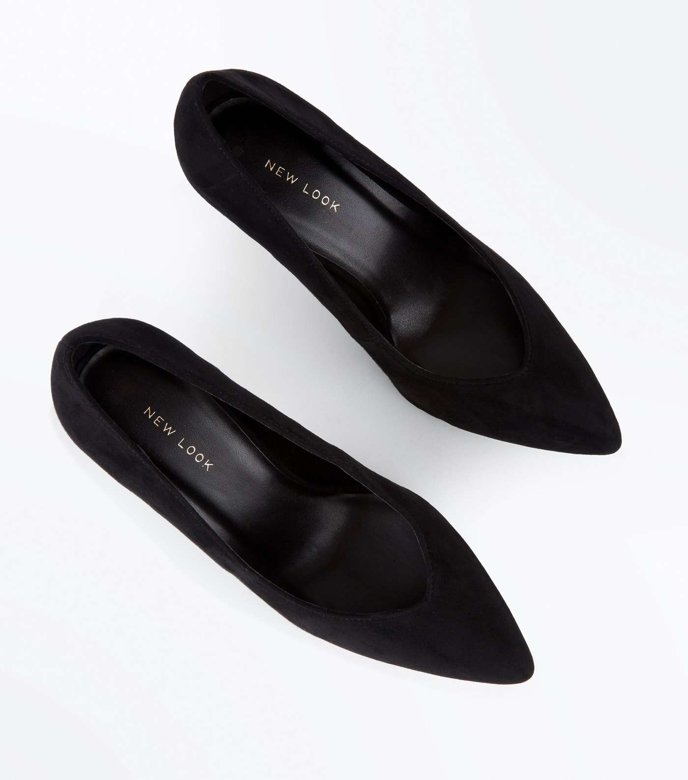 Black Sweetheart Pointed Court Shoes Image 3