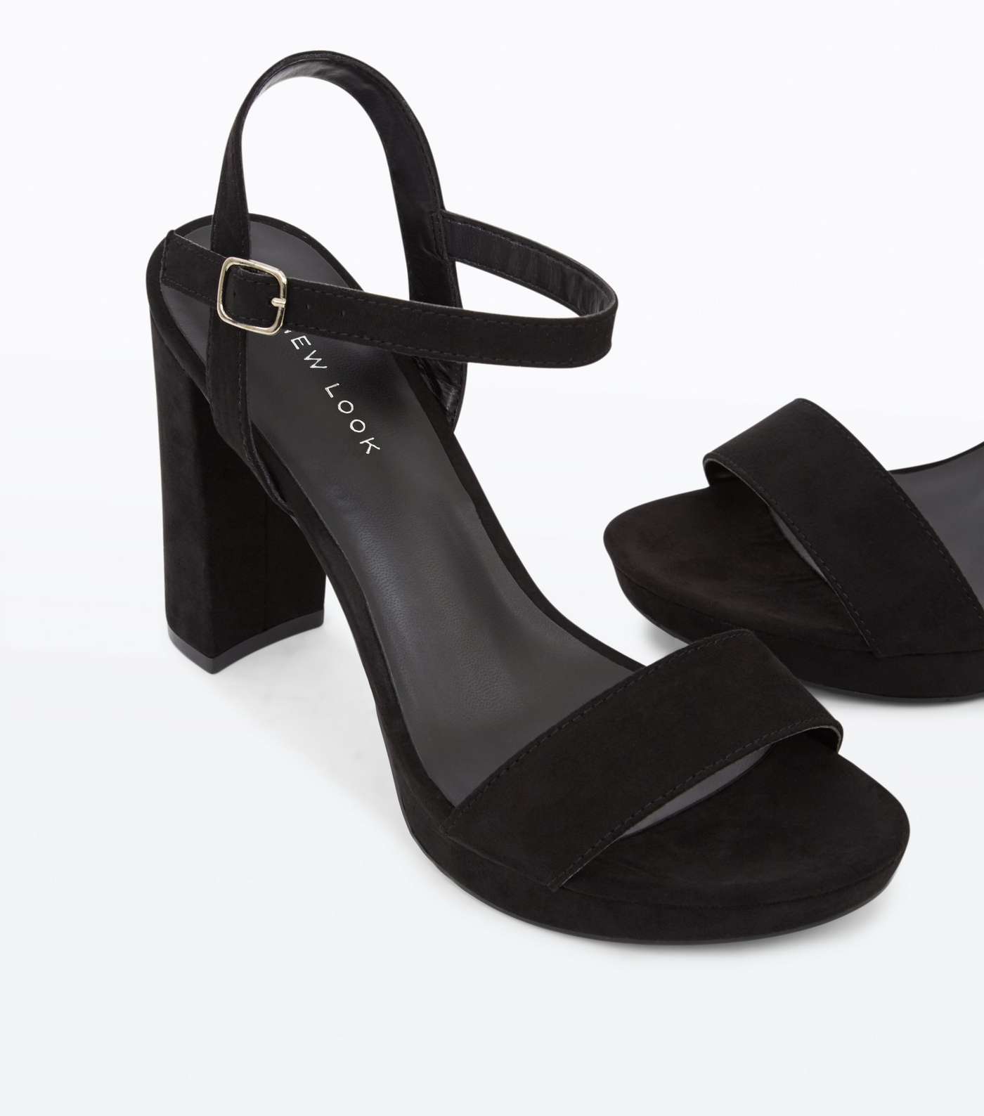 Black Suedette Block Heel Platform Sandals Image 4