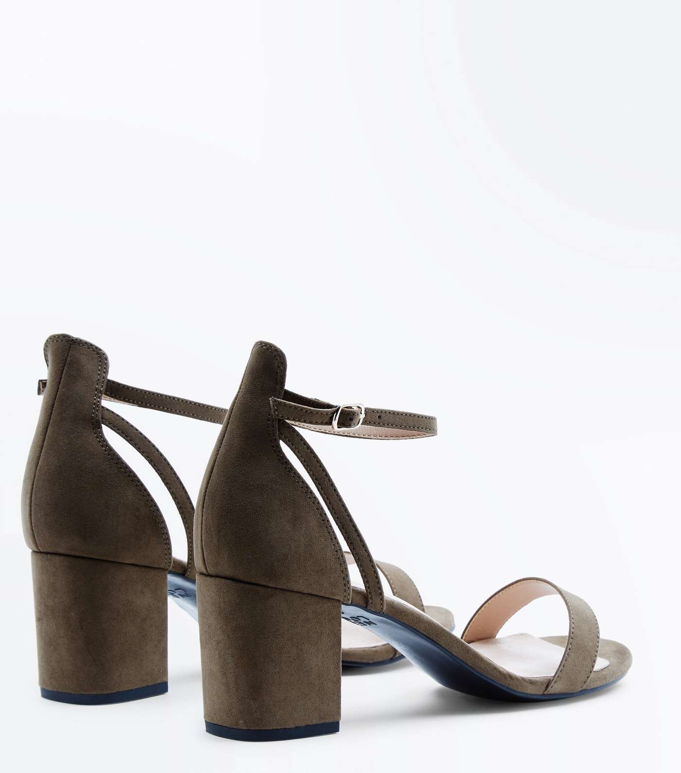 Khaki Comfort Flex Suedette Block Heel Sandals Image 3