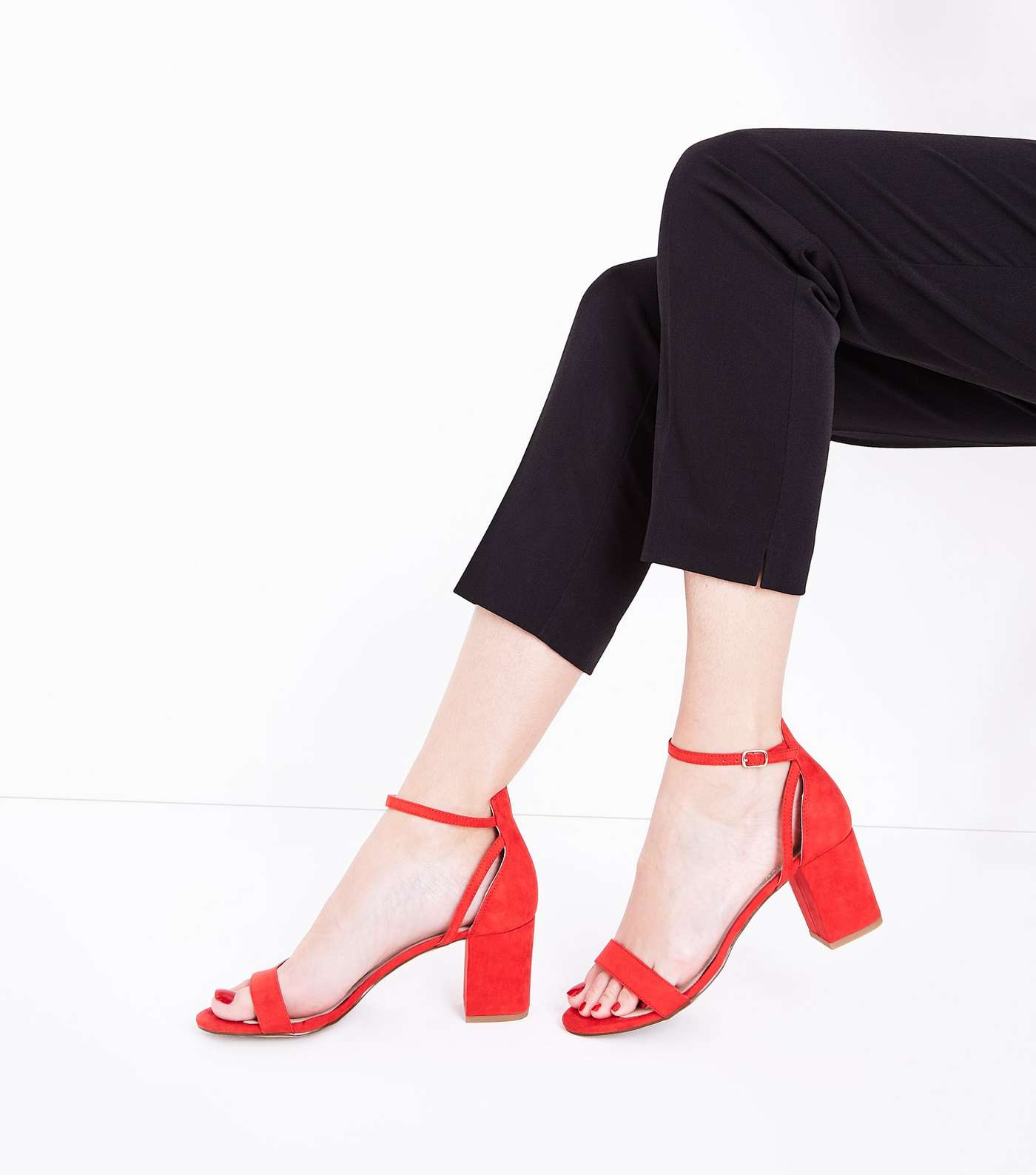 Red Comfort Flex Suedette Block Heel Sandals Image 2