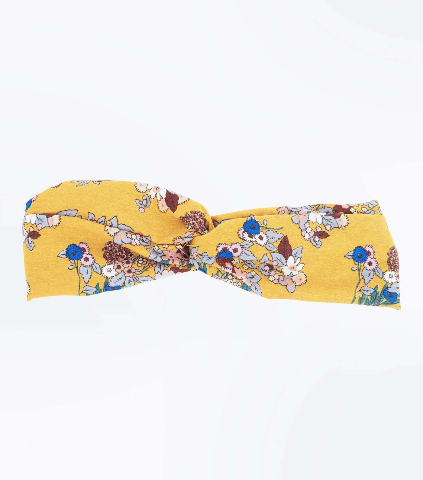 Yellow Floral Print Top Knot Hair Band 