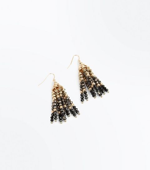 Multi Colour Bead Tassel Chandelier Earrings