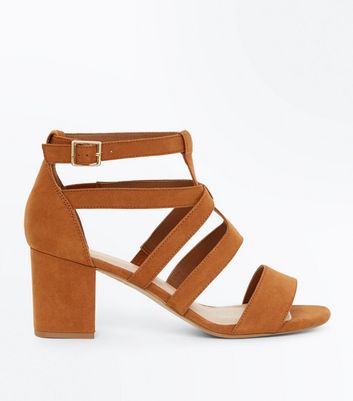 tan block heel gladiator sandals