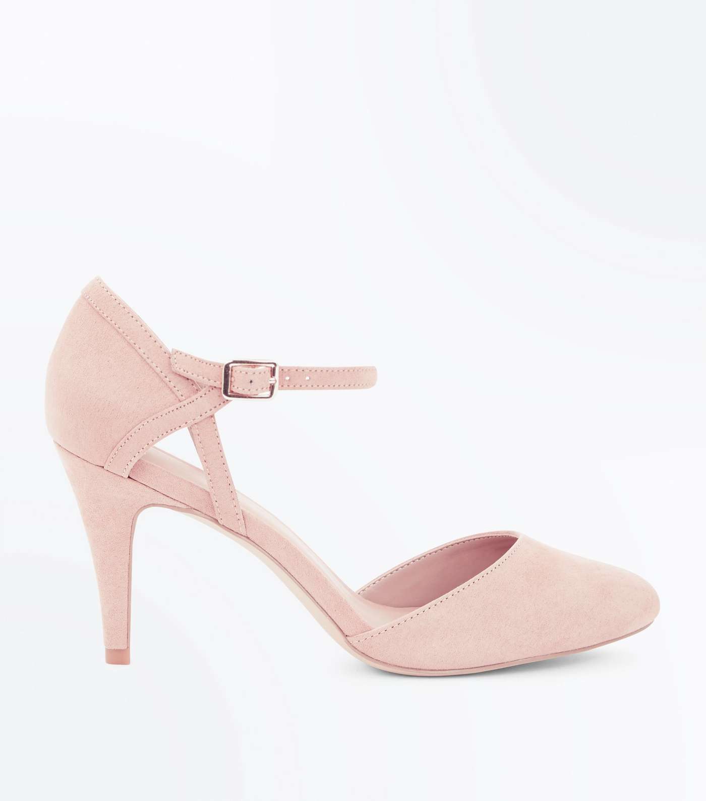 Wide Fit Nude Suedette Ankle Strap Court Shoes