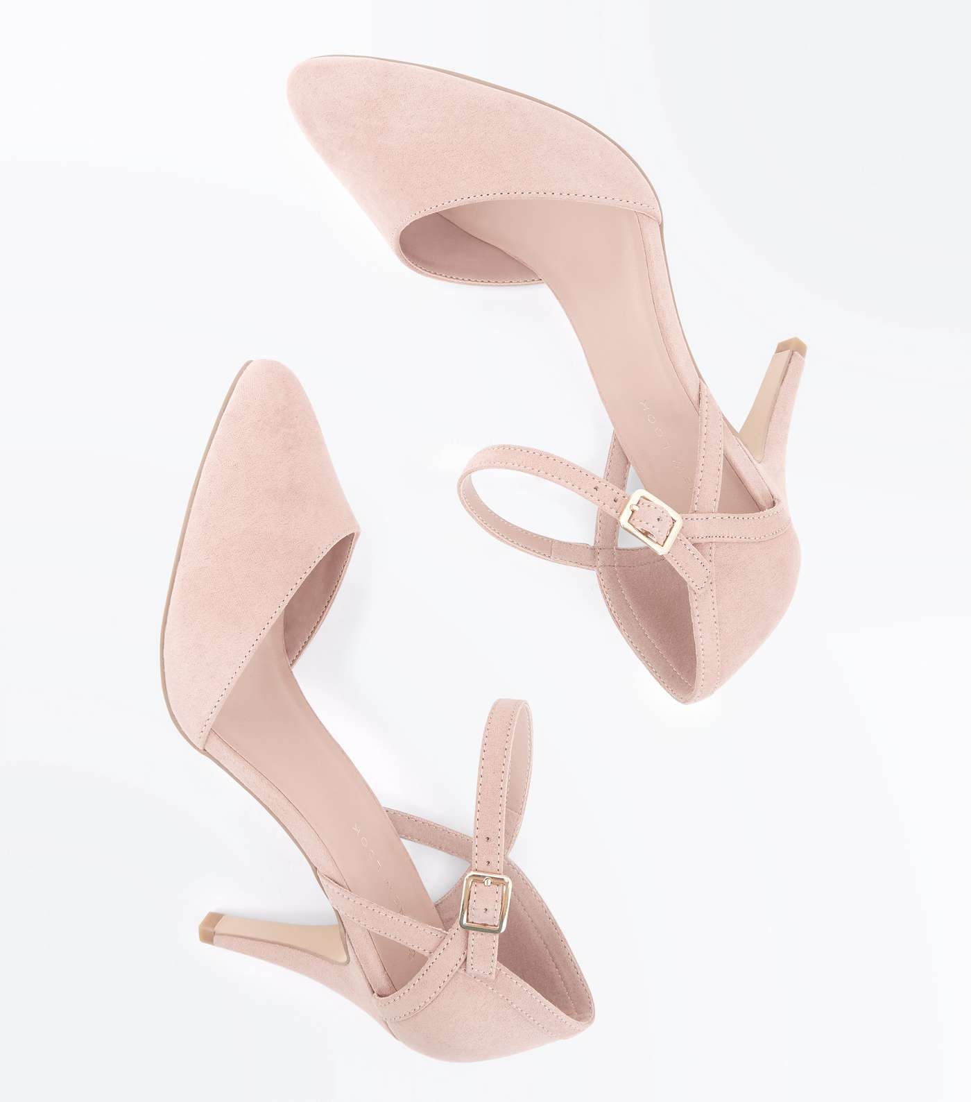 Wide Fit Nude Suedette Ankle Strap Court Shoes Image 3