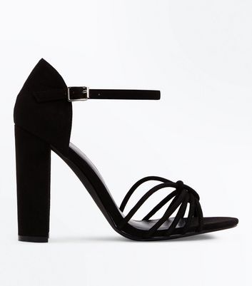 black wide block heels