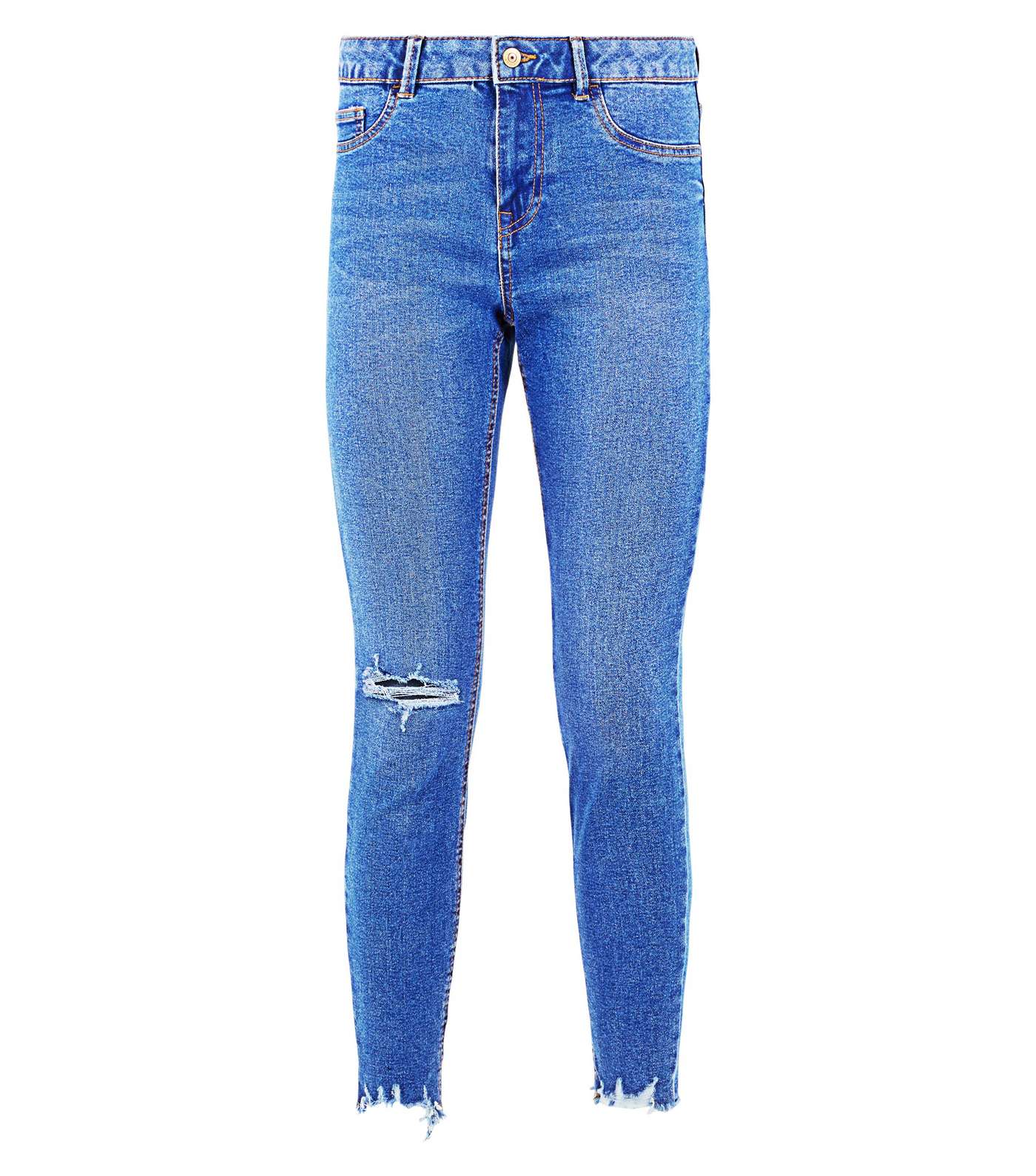 Bright Blue Ripped Fray Hem Skinny Jenna Jeans Image 4