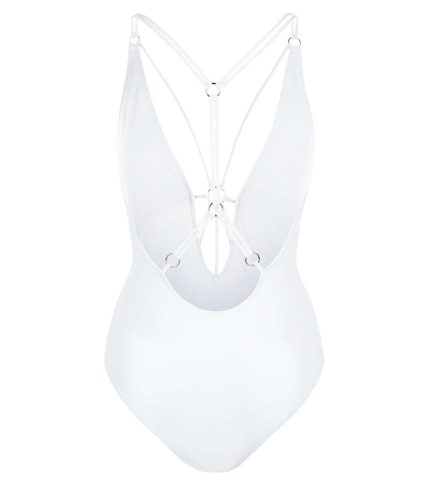 White Ring Strappy Swimsuit  Image 4