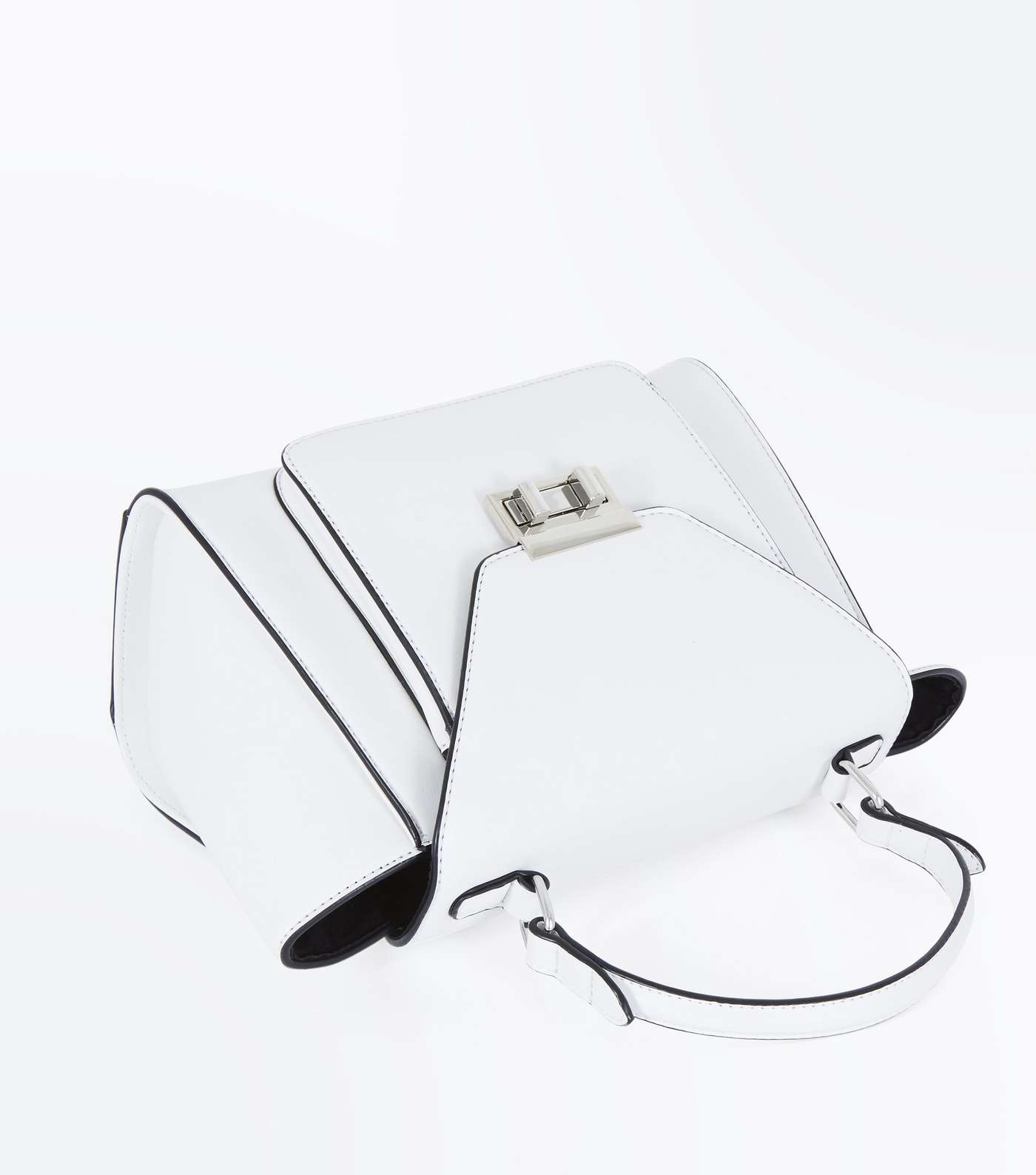 White Twist Front Top Handle Bag Image 4