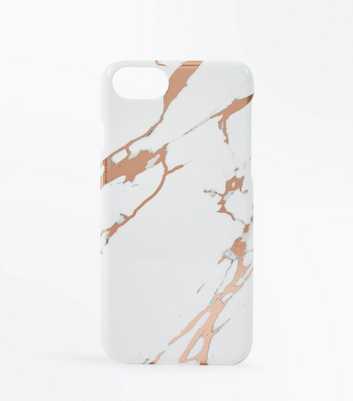 White Marble Effect Metallic Case for iPhone 6/6s/7/8