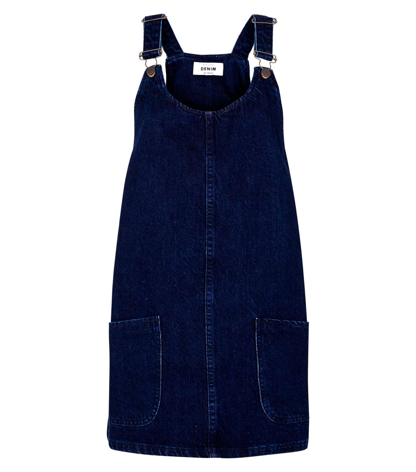 Blue Dark Wash Denim Pinafore Dress Image 4