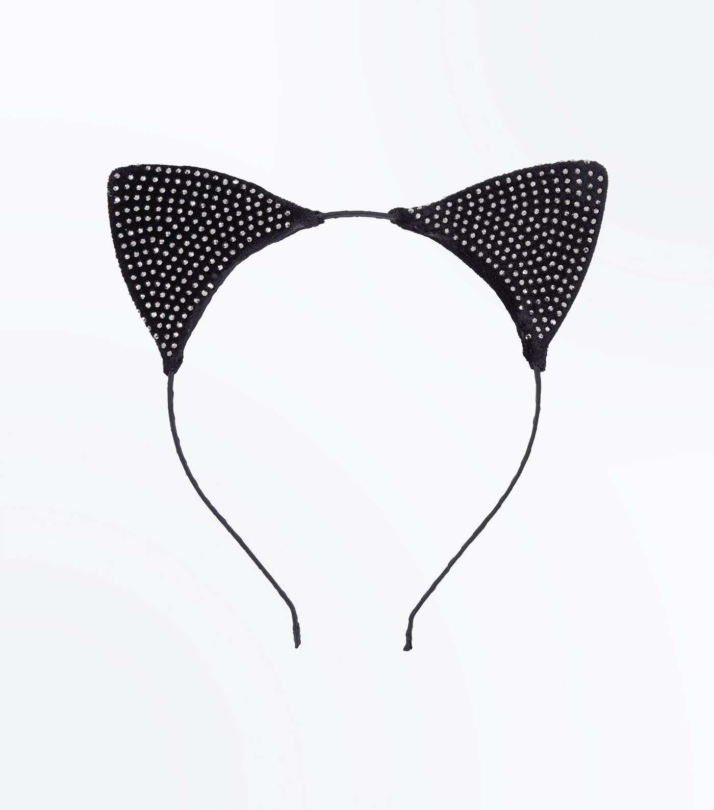 Black Diamante Embellished Cat Ears