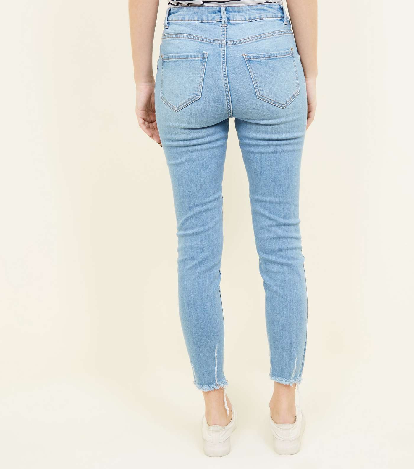 Pale Blue Distressed Hem Skinny Jenna Jeans Image 3