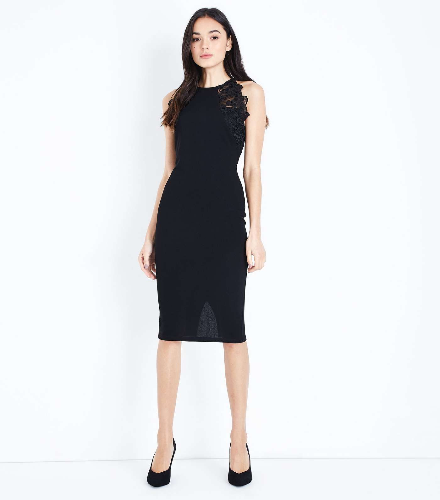 AX Paris Black Lace Trim Sleeveless Midi Dress Image 2