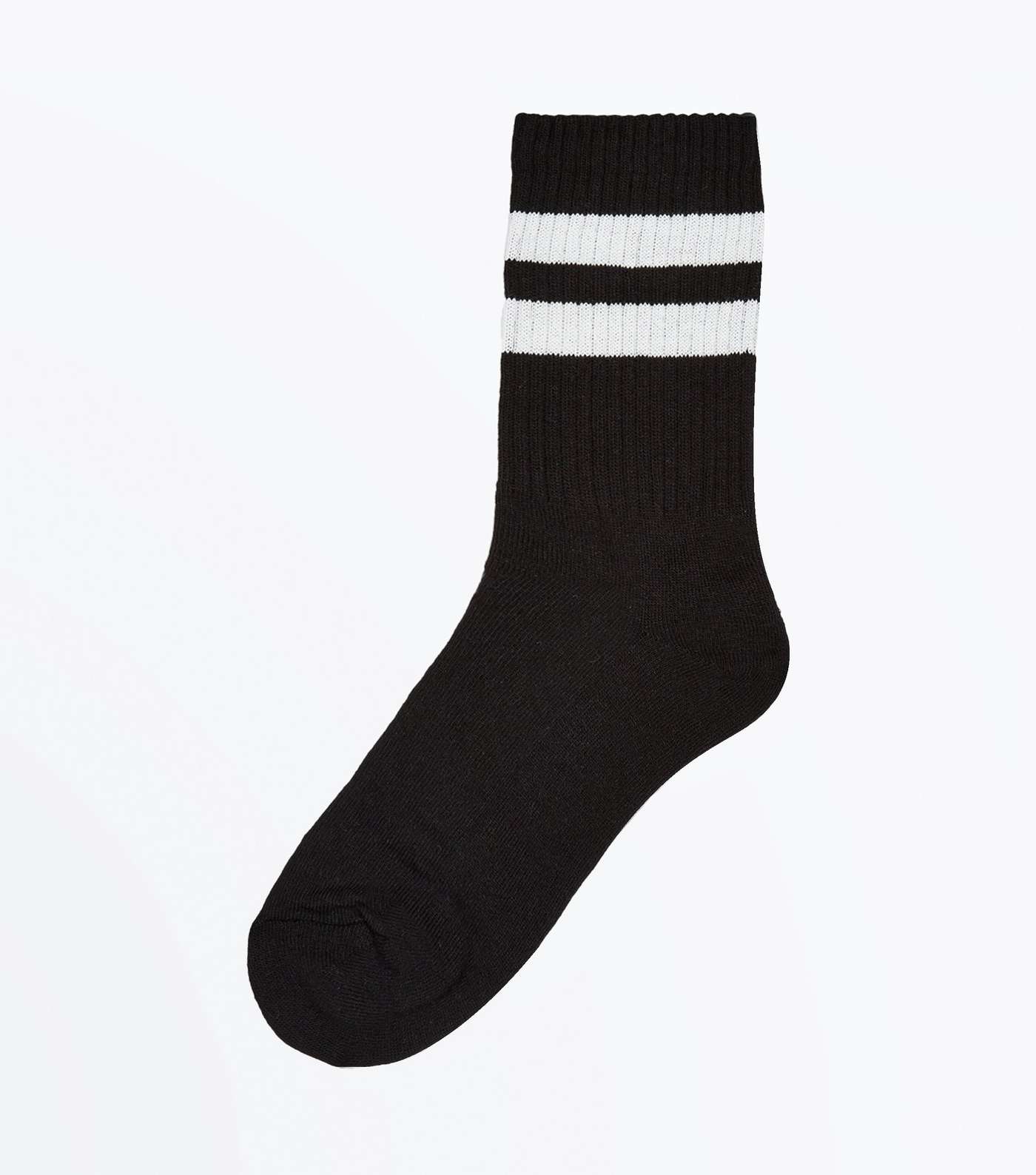Black Sports Stripe Socks
