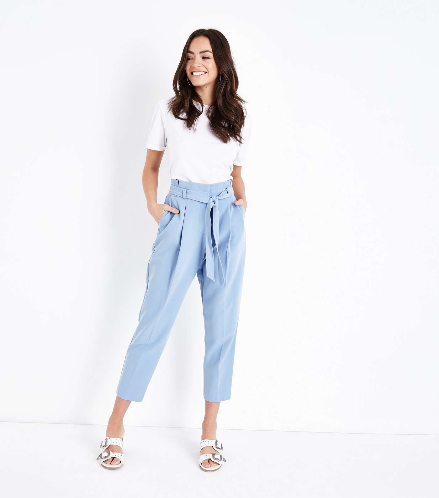 Pale Blue Paperbag Trousers
