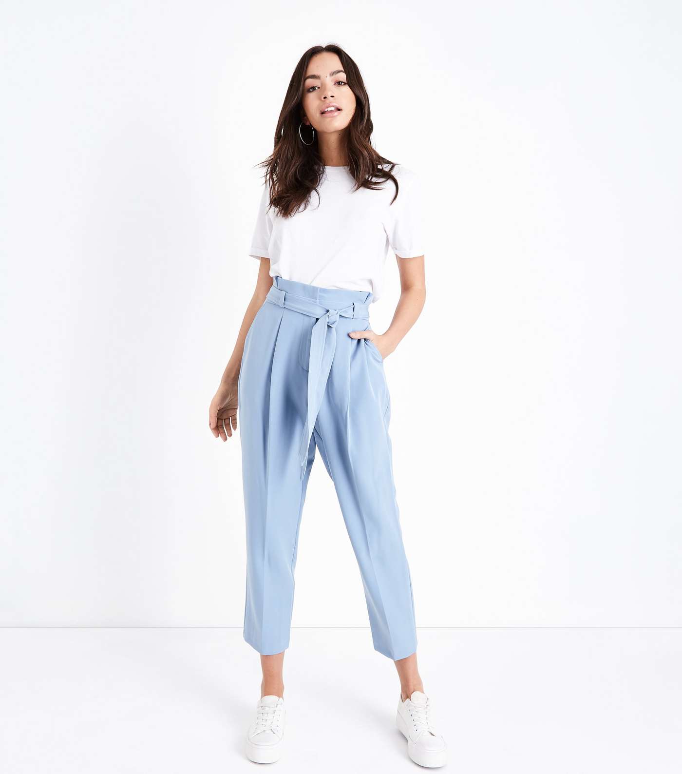 Pale Blue Paperbag Trousers Image 5