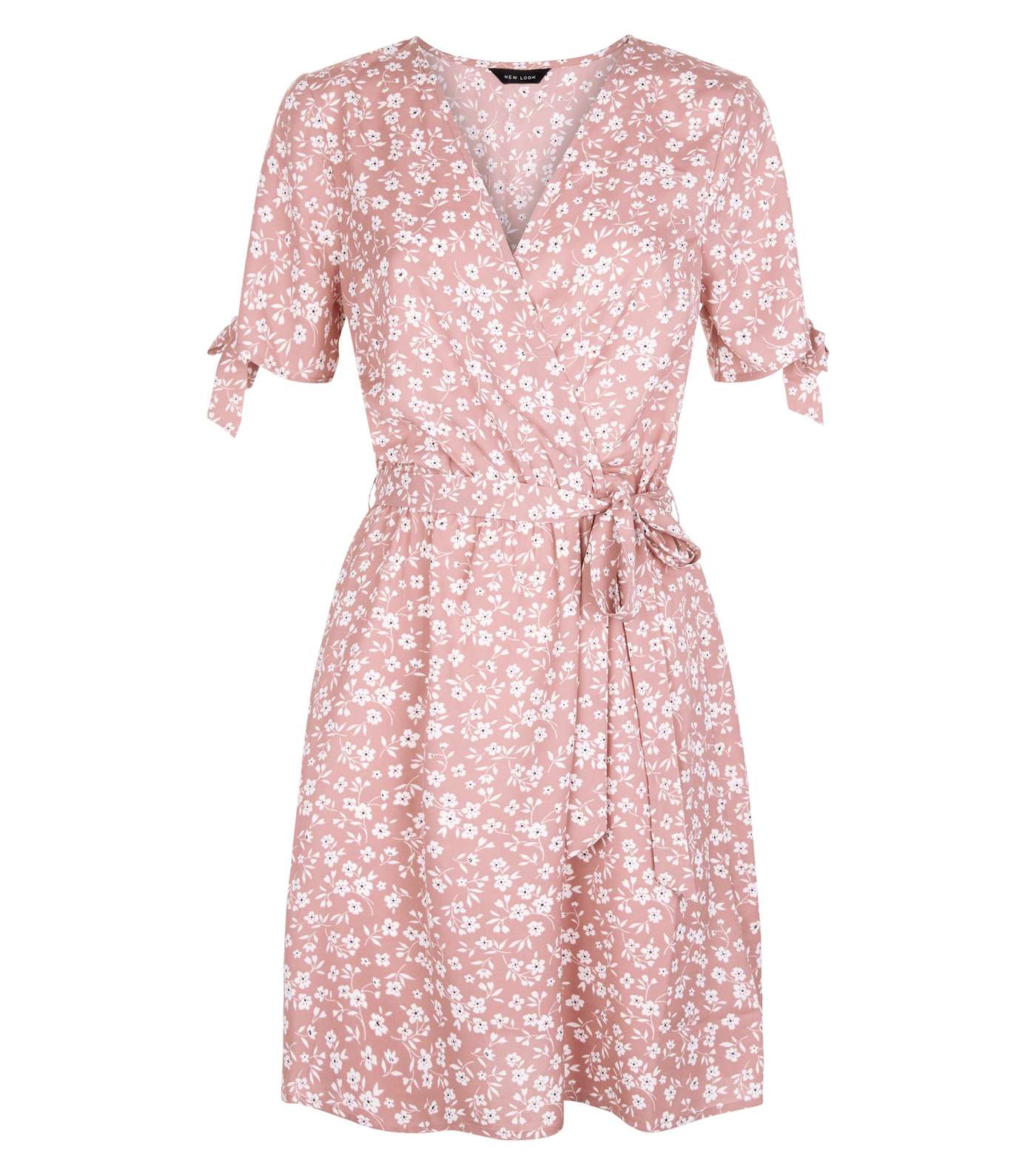 Pink Ditsy Floral Wrap Dress Image 4