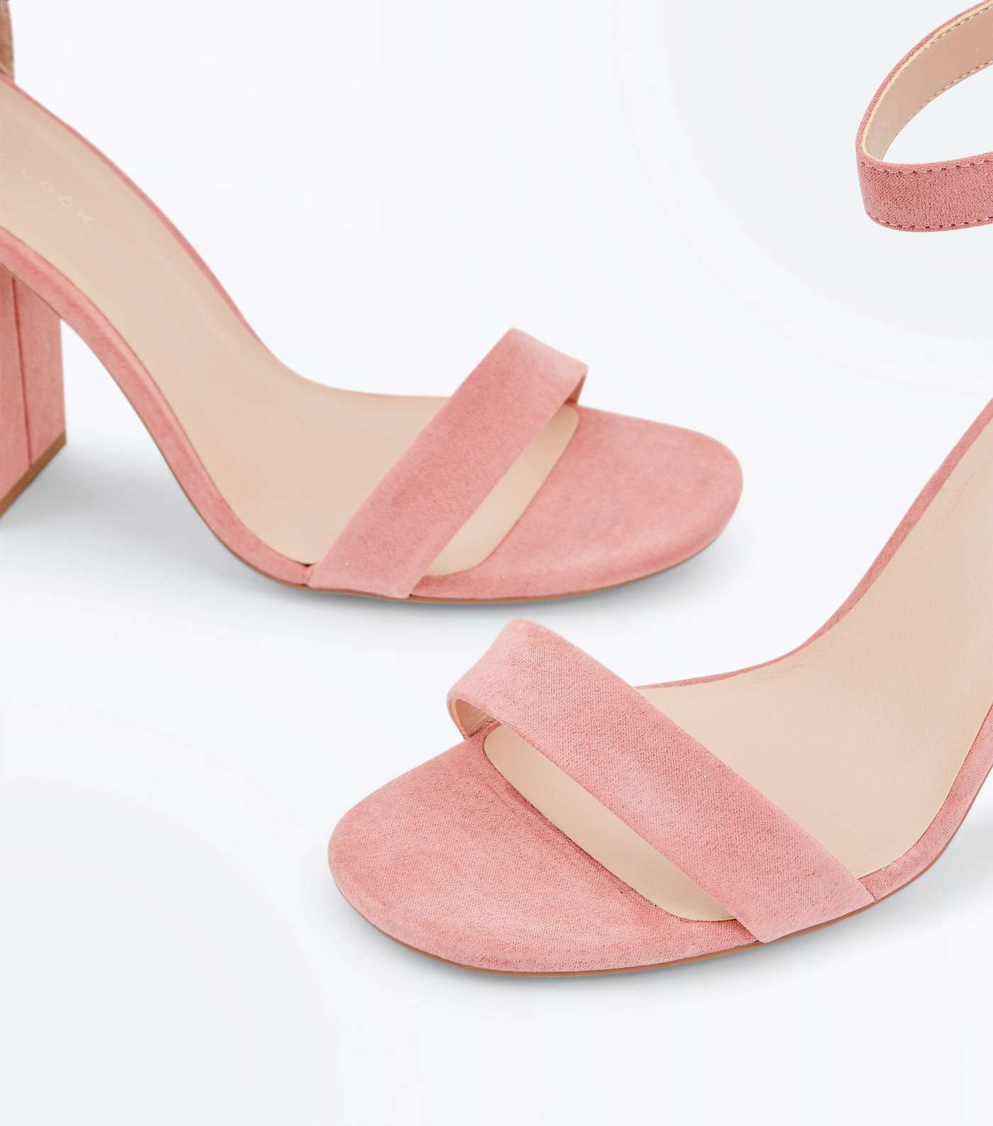 Pink Suedette Ankle Strap Block Heels Image 3