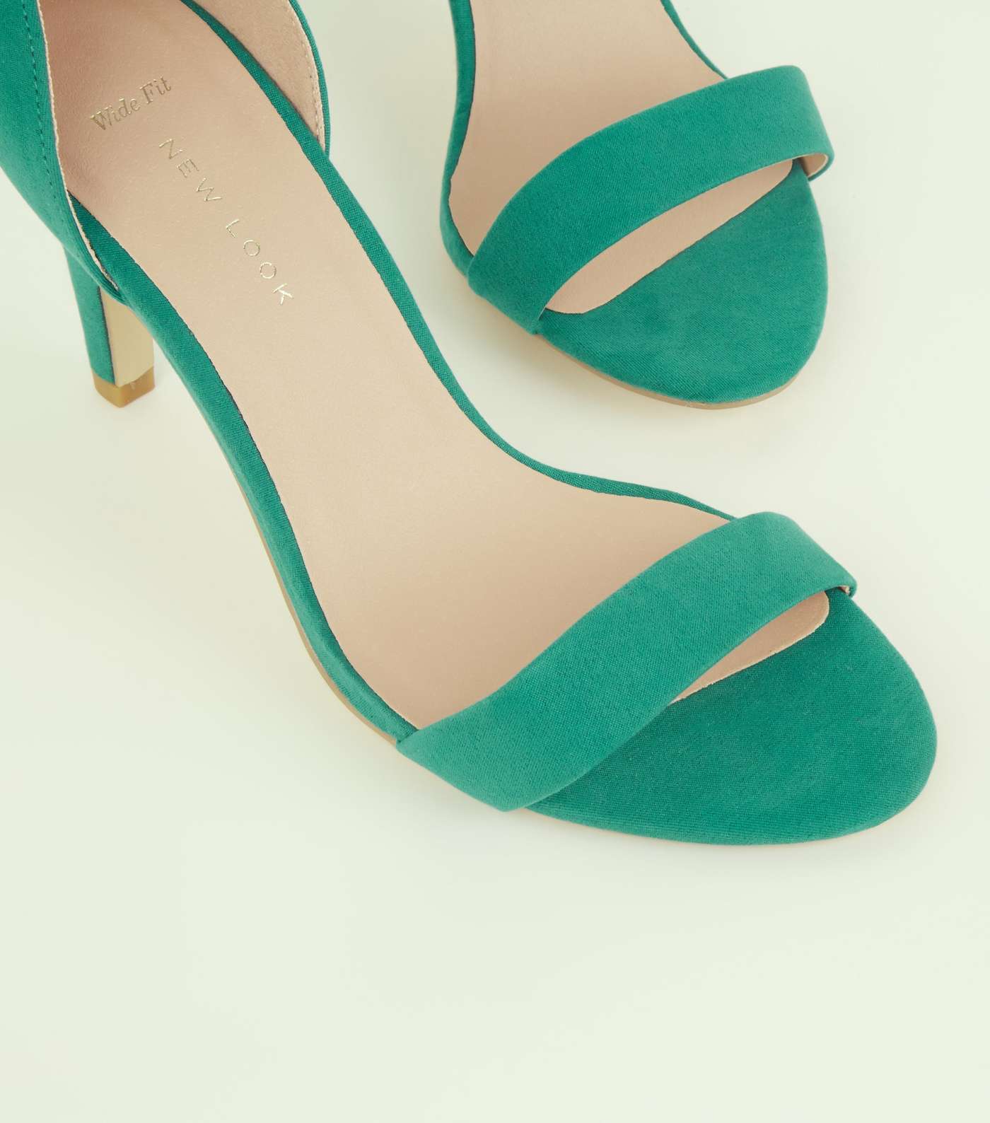 Wide Fit Green Suedette Ankle Strap Heels Image 4