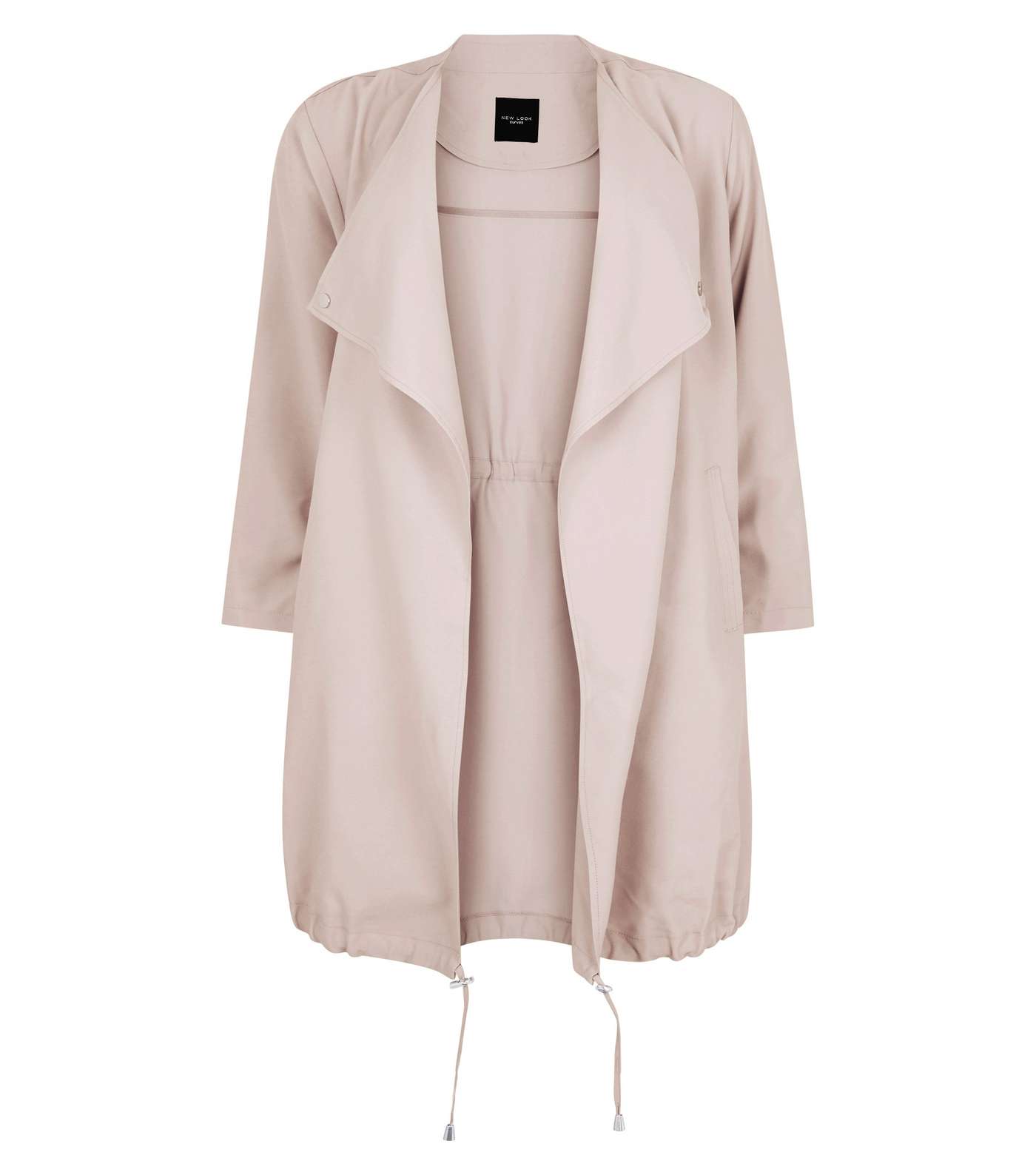 Curves Pale Pink Waterfall Collar Duster Jacket Image 4