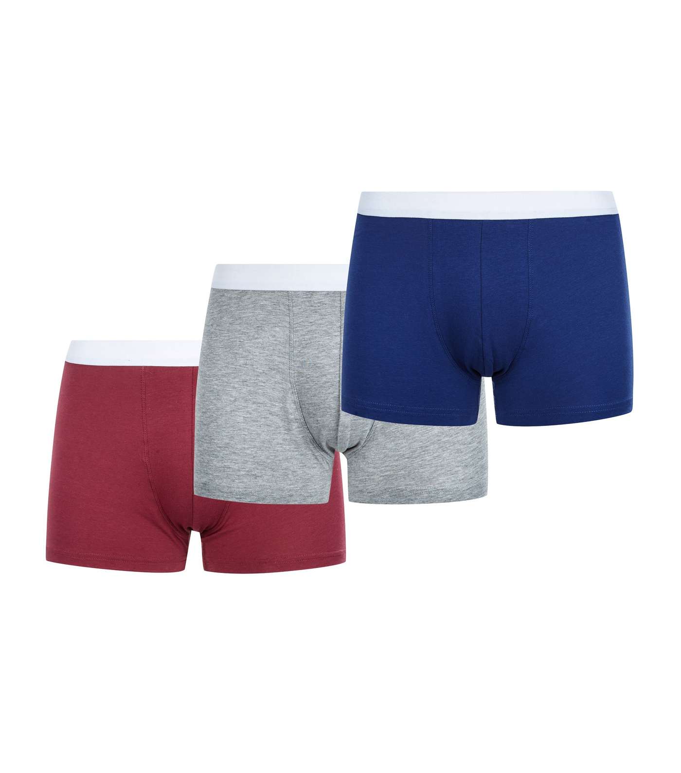 3 Pack Grey Red and Blue Trunks