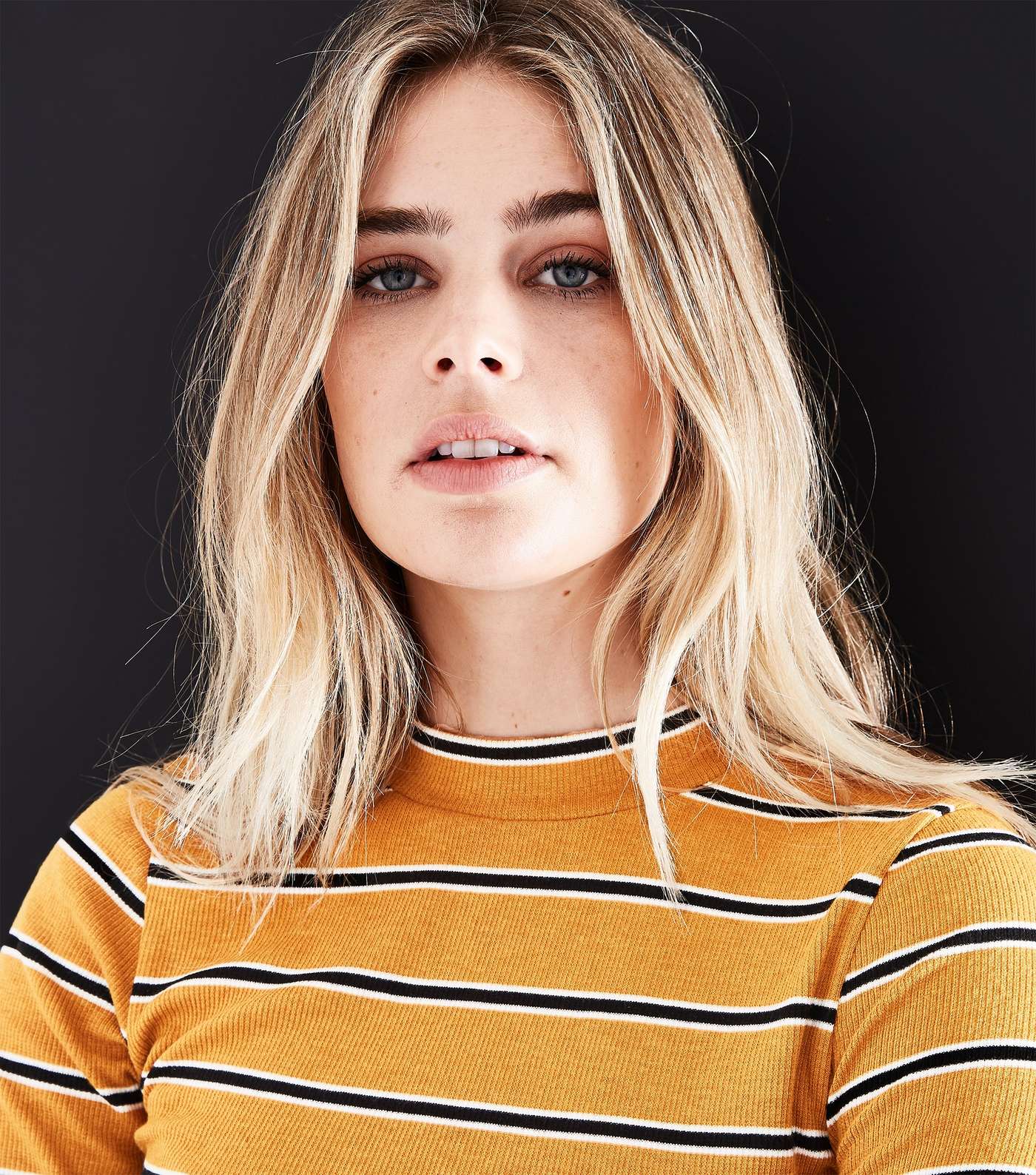 Mustard Yellow Stripe Long Sleeve Ribbed T-Shirt Image 5