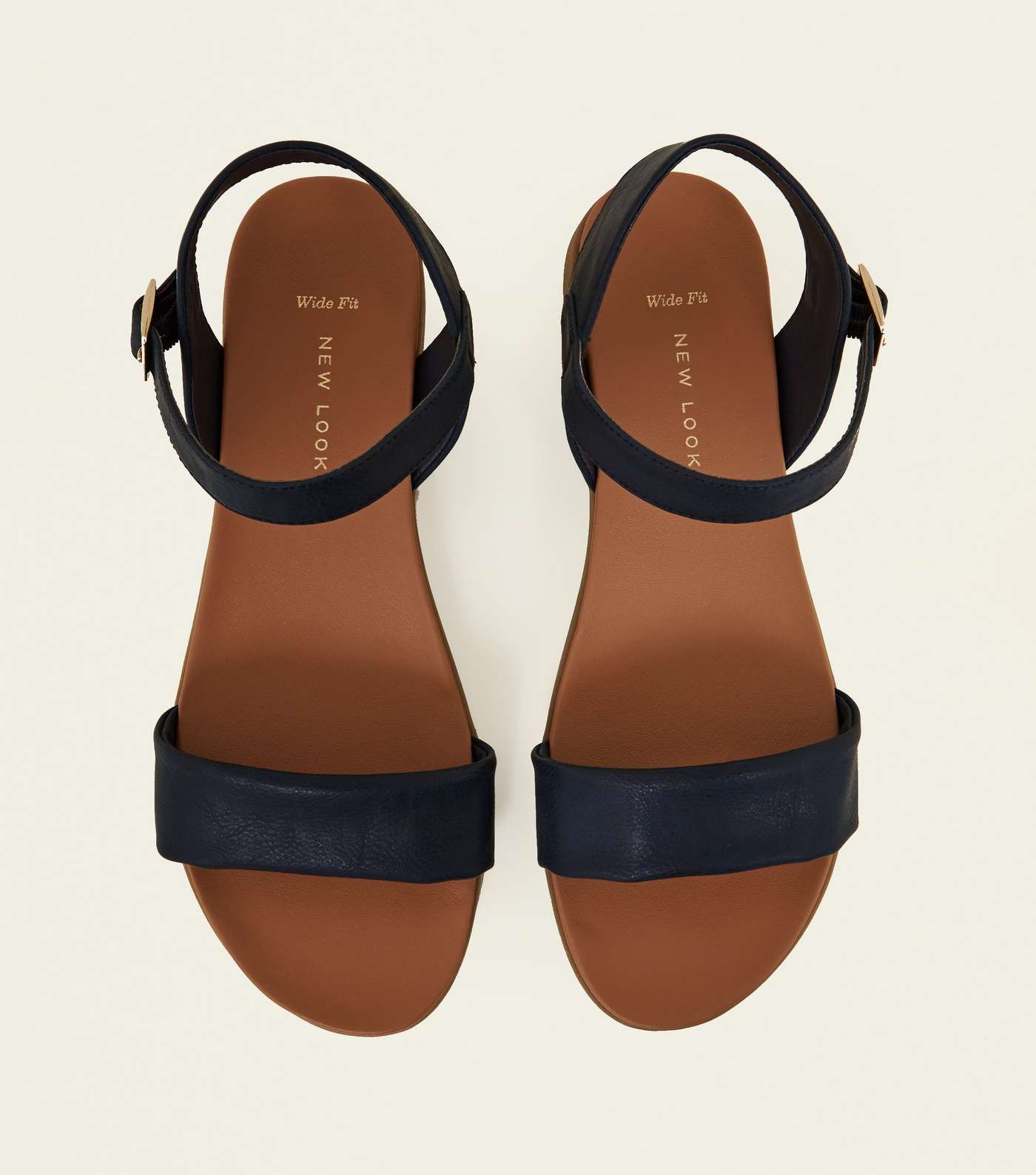 Wide Fit Navy Flat Sandals Image 4