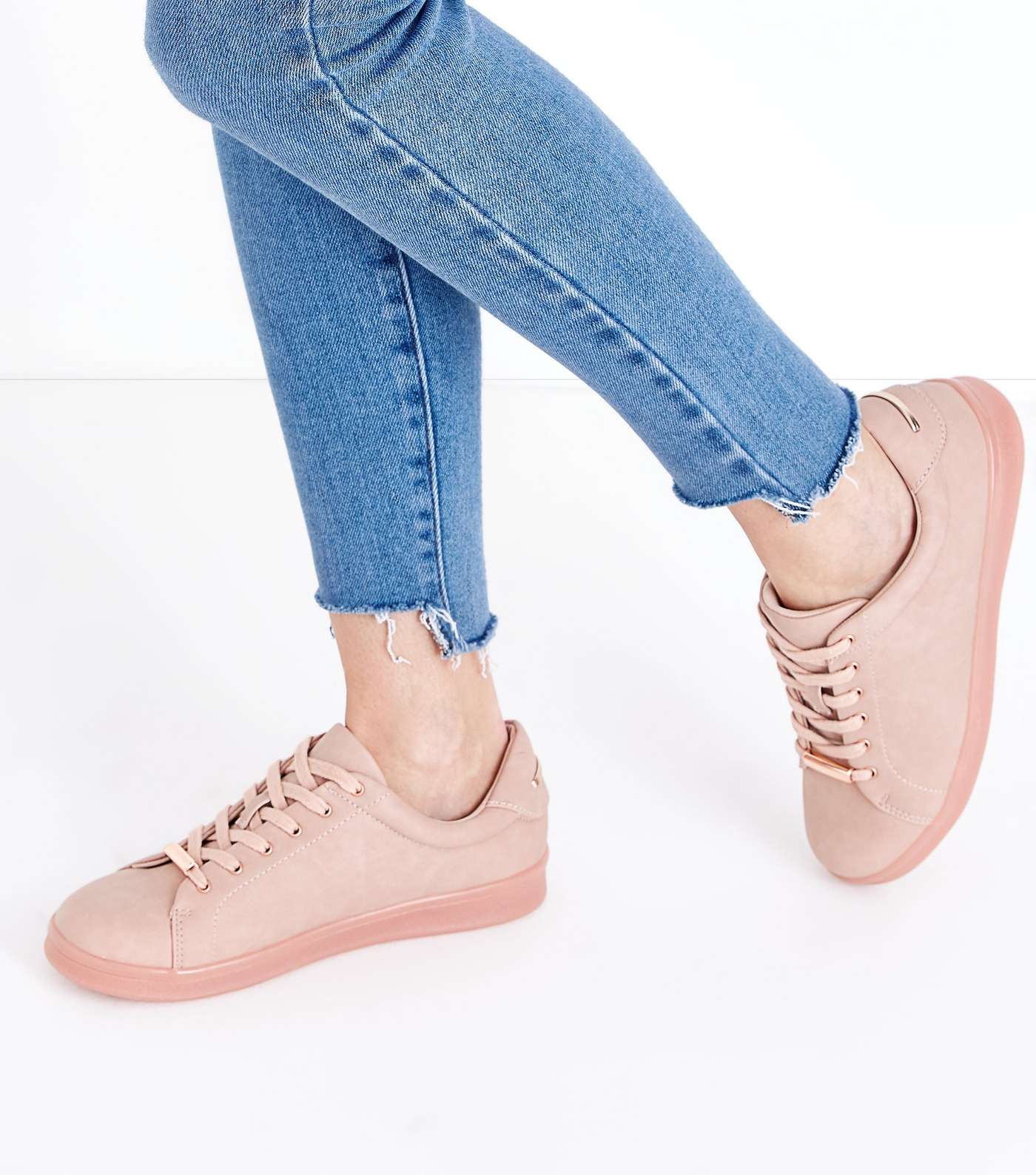 Pink Clear Sole Lace Up Trainers Image 2