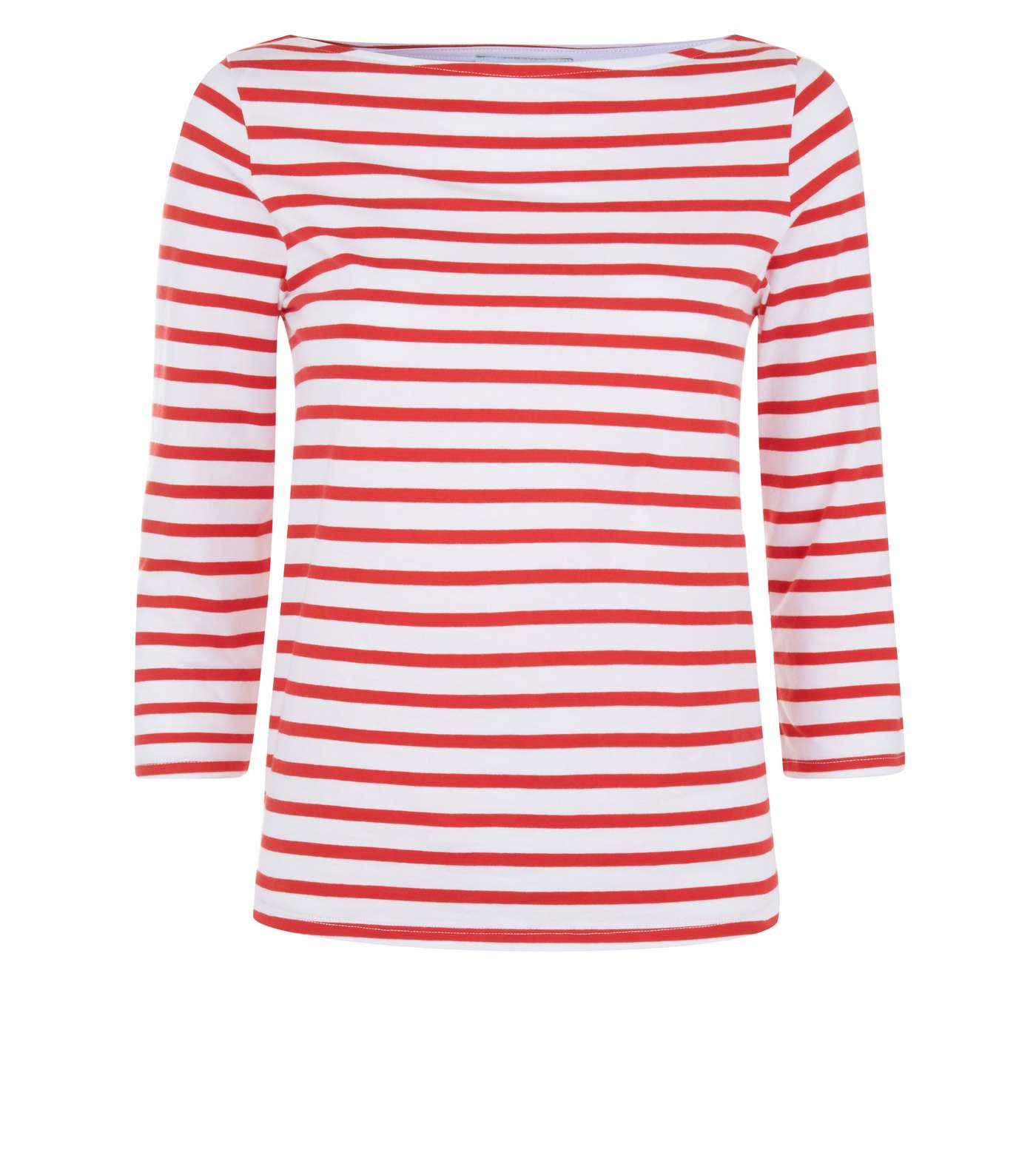 Red Stripe Organic Cotton Mix 3/4 Sleeve T-Shirt Image 4