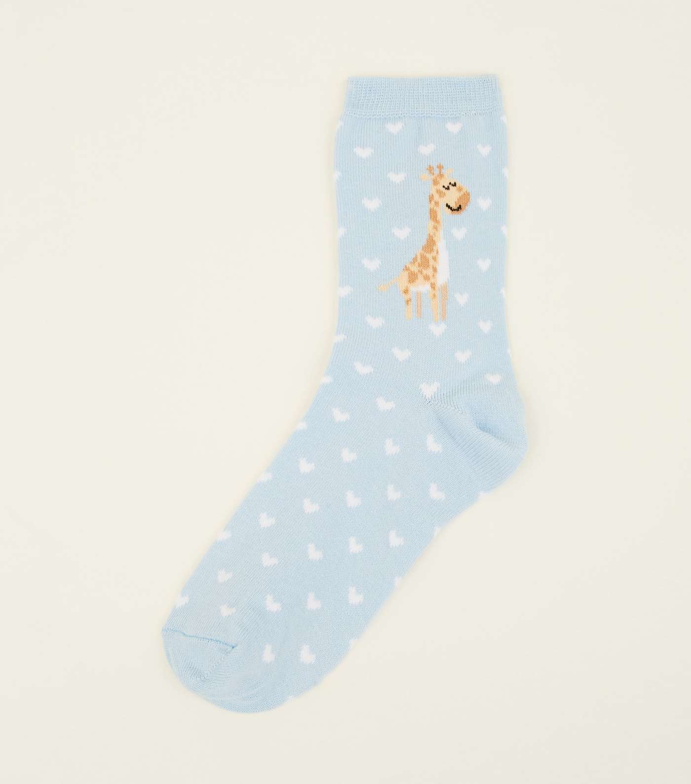Pale Blue Heart Giraffe Pattern Socks