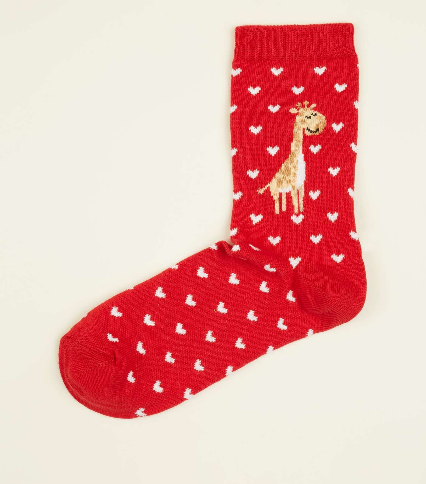 Red Heart Giraffe Pattern Socks