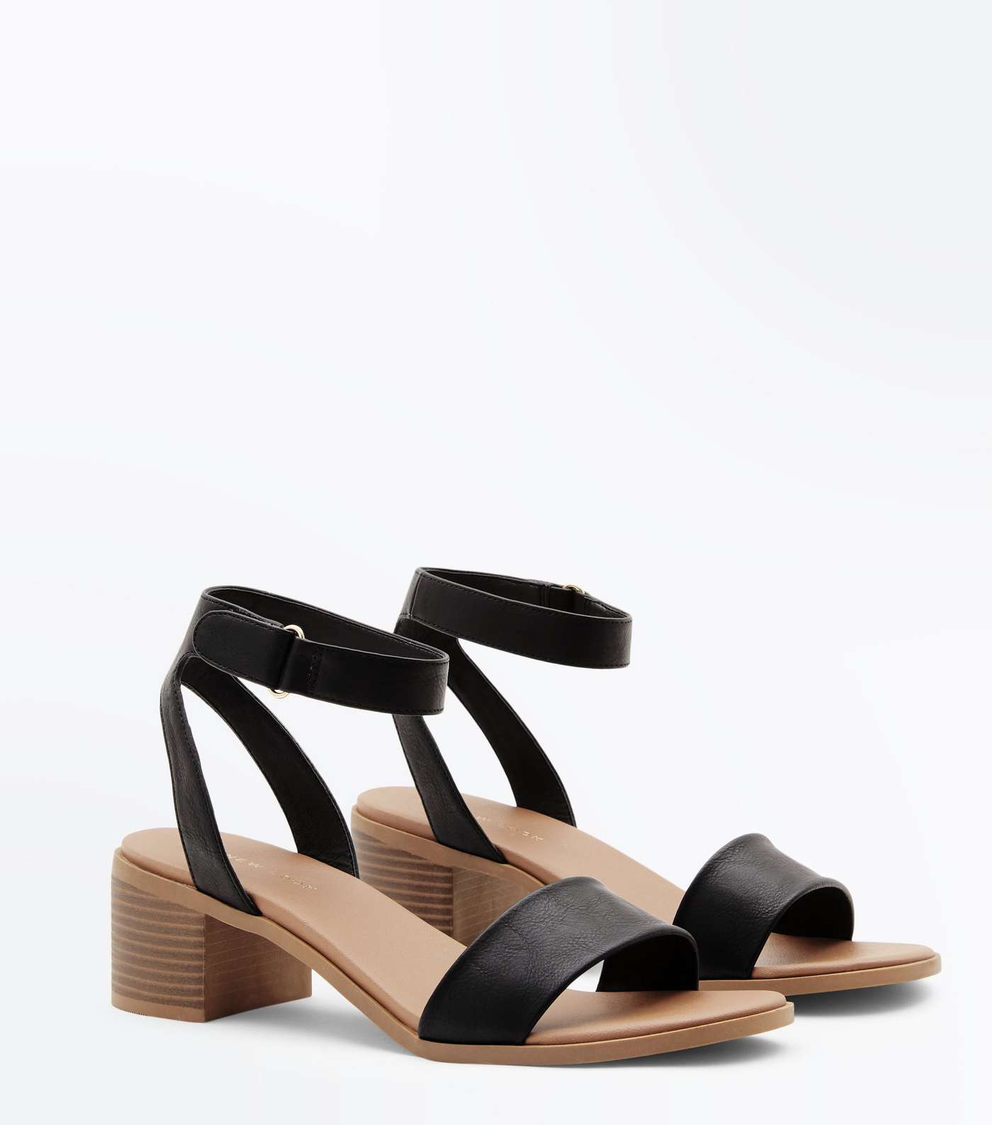 Black Low Block Heel Flexible Sole Sandals Image 3
