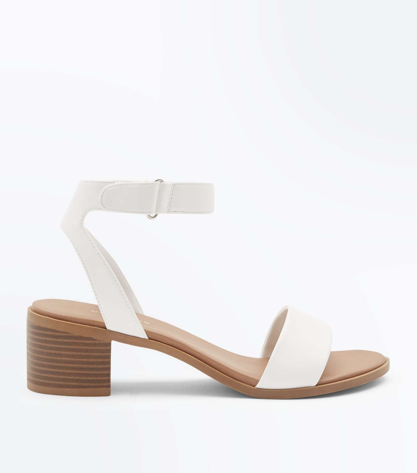 White Low Block Heel Flexible Sole Sandals