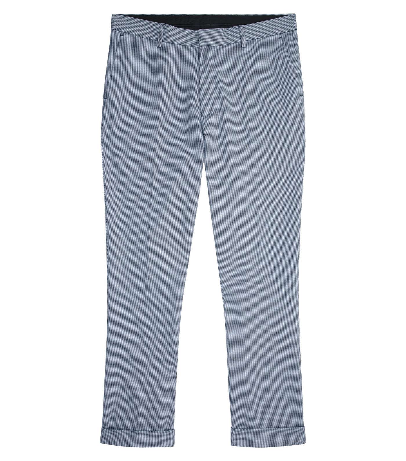 Grey Herringbone Skinny Cropped Suit Trousers Image 4