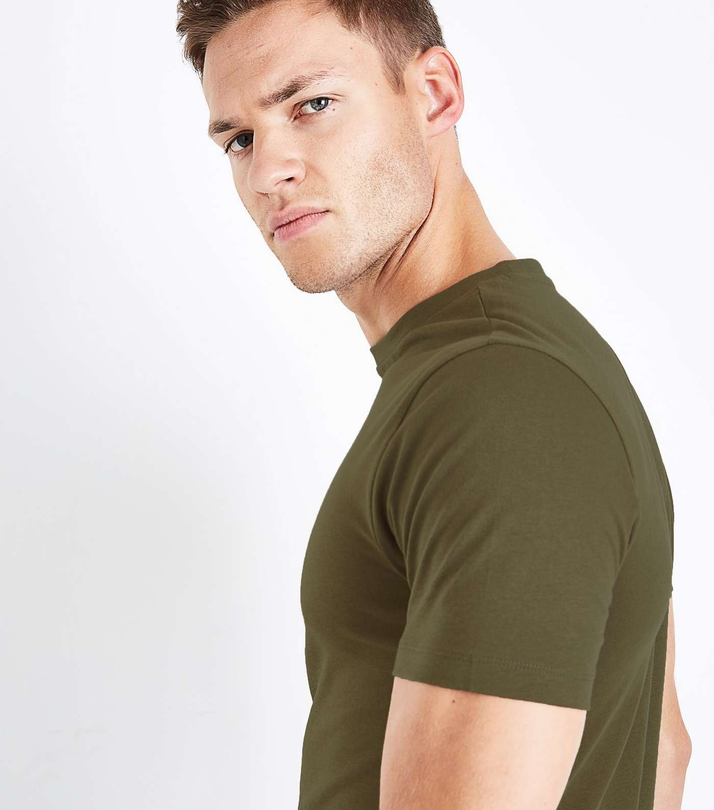 Khaki Muscle Fit T-Shirt Image 5