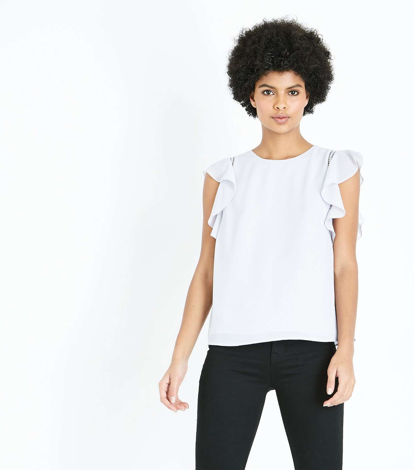 Pale Grey Cut Out Frill Sleeve Top