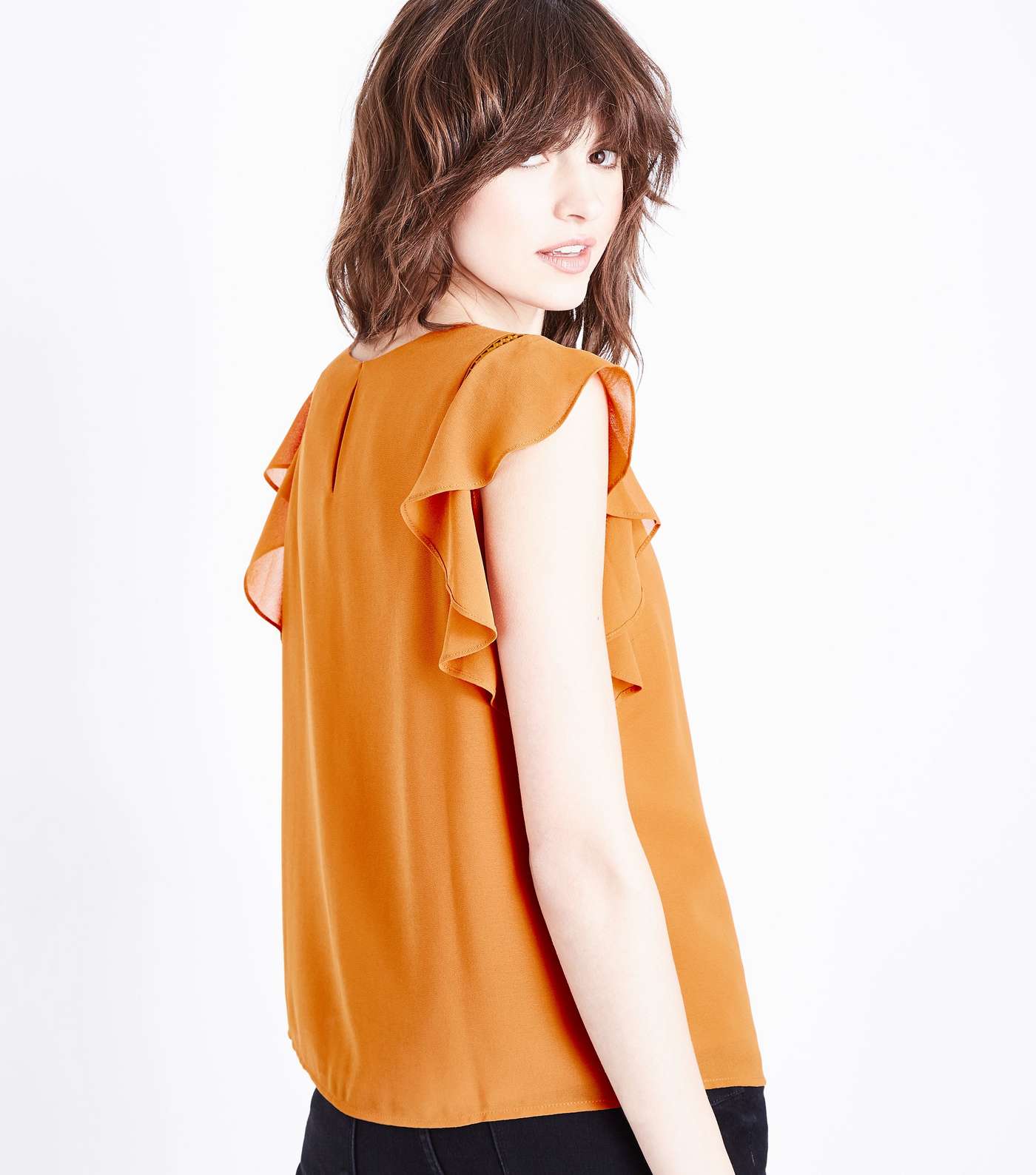 Yellow Cut Out Frill Sleeve Top Image 3