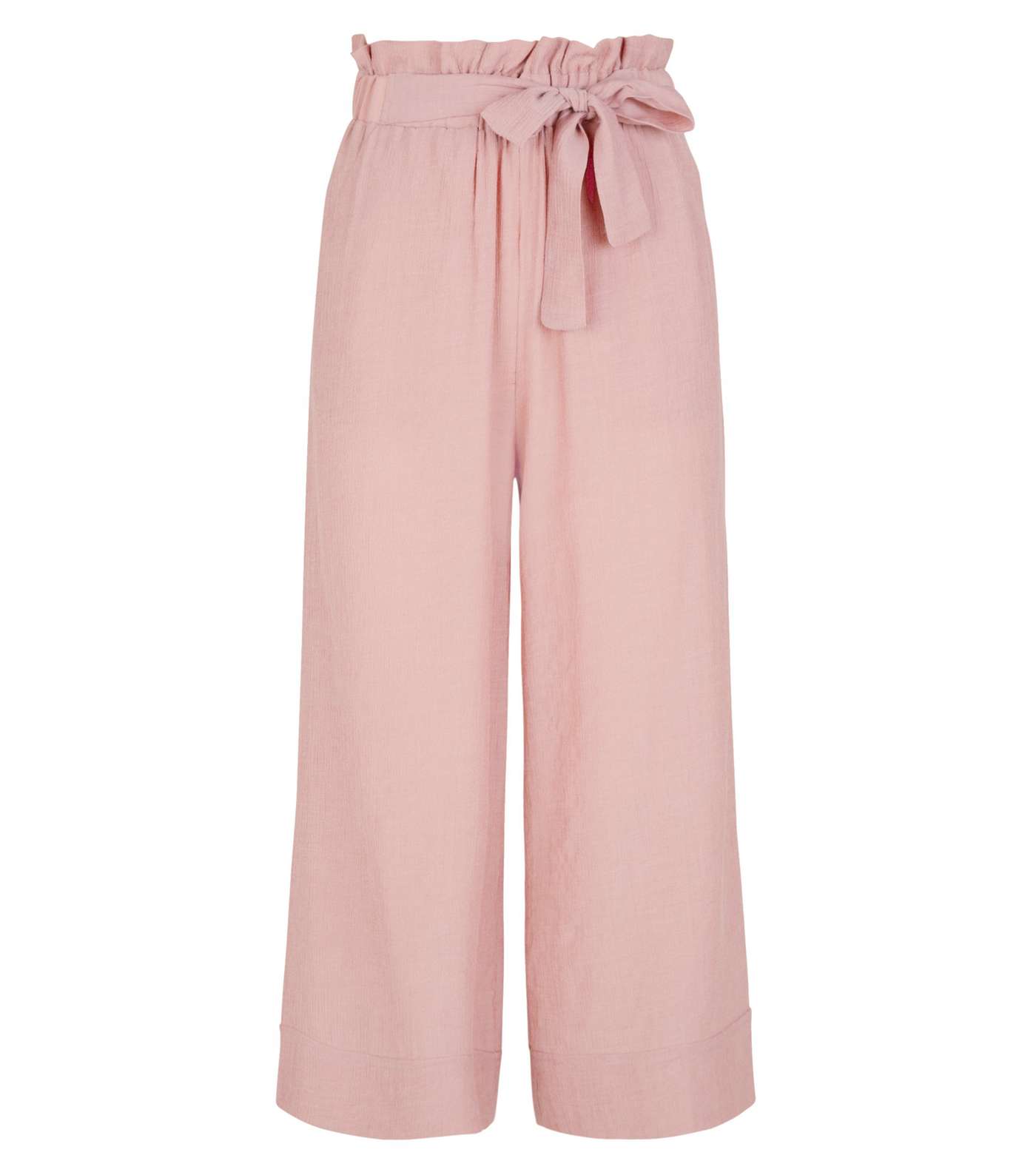 Coral Crepe Tie Waist Cropped Trousers Image 4