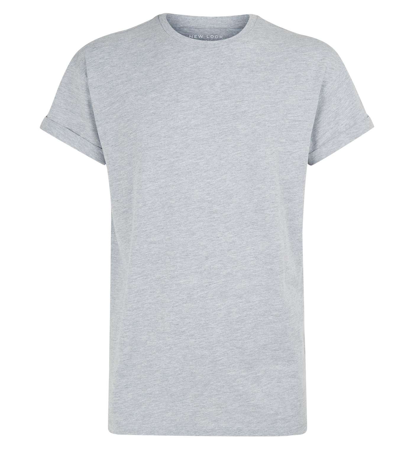 Grey Marl Rolled Sleeve T-Shirt Image 4